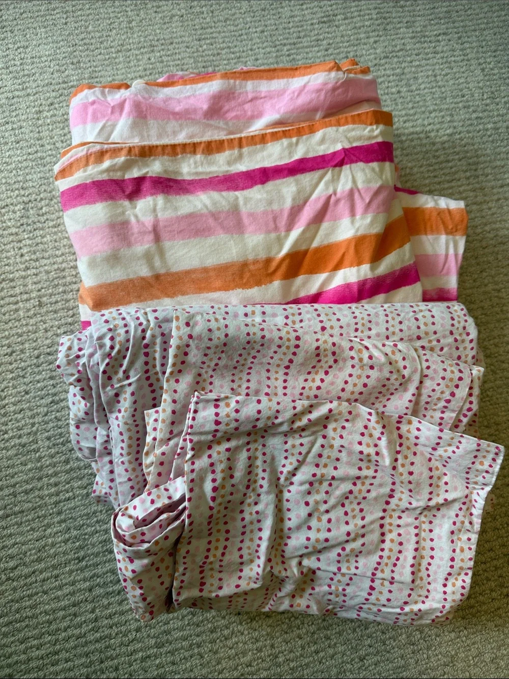 Land Of Nod Striped & Dot Duvet Cover & coordinating sheet/pillow case set